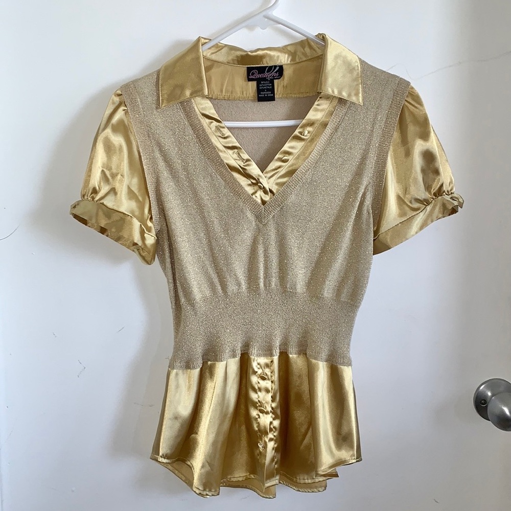 Gold Blouse Silk cotton Metalic Large
